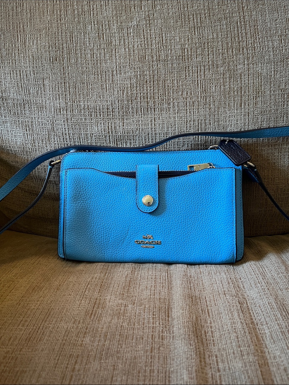 Coach Blue Pebbled Leather Crossbody Bag